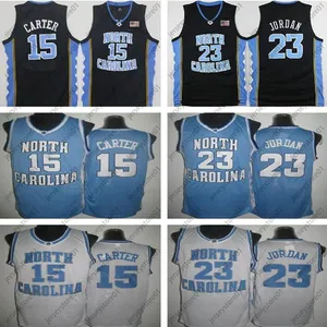 NCAA North Carolina Tar Heels 23 Vince Carter 15 Michael Jersey Mens UNC College Basketball Jerseys Black White Blue University Basketball Shorts Wear