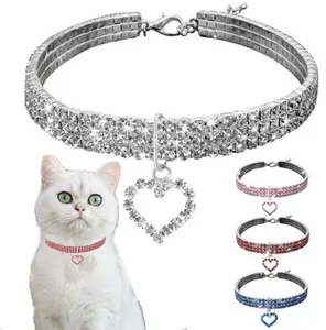 Bling Crystal Diamond Dog Collar Puppy Pet Shiny Full Rhinestone solid necklace Size for small medium dogs Collars Pet Supplies DHL