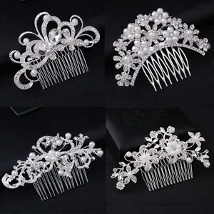 Headpieces Bridal Wedding Tiaras Stunning Fine Comb Bridal Jewelry Accessories Crystal Pearl Hair Brush utterfly hairpin for bride