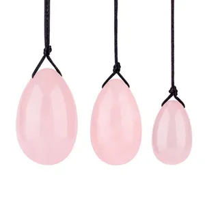 Natural Rose Quartz Yoni Egg Jades massager Women Kegel Exerciser Vaginal Muscles Tightening Ball Jade Massage Crystal Kegels Eggs