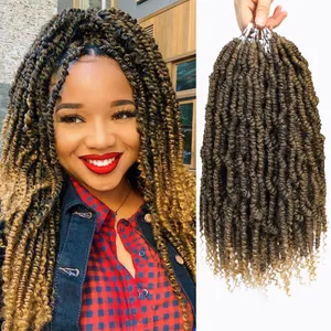 Bomb Twist Crochet Hair 14 Inch Spring Twist Braiding Passion Twist Pre looped Crochet Synthetic Hair Extension Fluffy Twisted Dreadlocks Hair for Women LS02