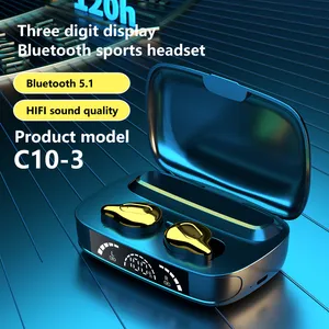 C10-2 TWS Touch Bluetooth Wireless Earphone 9D Surround Stereo Headset Sports Waterproof Earbuds Noise reduction Headphones