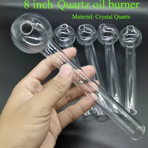 The latest 8inch/4.3inch Crystal Quartz Oil Burner Pipe Thick dab nail pipes VS glass oil burner for glass water bong bongs dab oil rig