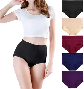 Women's Panties Underwear Women Set Cotton Soft Stretch Lingerie Solid Color Briefs Female Full Coverage Panty No Muffin Top 5pcs/lot