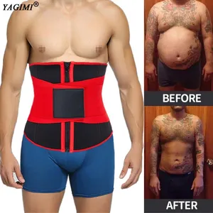 Red Waist Trainer For Man ABS Workout Sauna Sweat Belt Body Shaper Slimming Corset Colombian Girdles Shapewear Fajas Men's Shapers