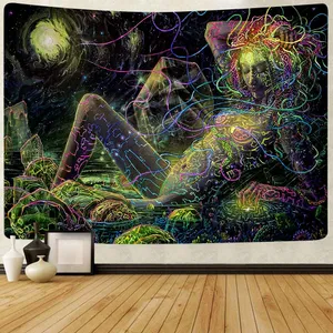 Psychedelic Tapestry Abstract Naked Girl Hippe Flower Wall Hanging Tapestries for Living Room Bedroom Dorm Home Decor
