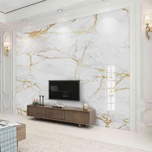Custom Any Size Mural Modern White Marble Wallpaper Golden Line Wall Painting Living Room TV Sofa Bedroom Home Decor Papel Mural 210722