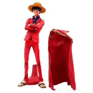 25cm Anime One Piece Luffi Figurine 20th Red Cloak Monkey D Luffy Action Figures PVC Statue Collection Model Toys Gifts X0503