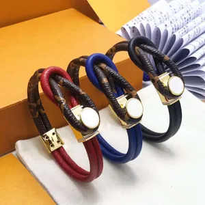 Luxury Jewelry Leather Designer Bracelet Gold Heart Brand logo on a high end elegant fashion bracelets couple lovers Gift with Box