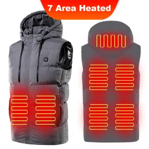 E-BAIHUI 7 Areas 9 Zone Heated Hooded Vest Electric Heat Intelligent Warm Clothes Asian Size Men Electric Heating Jacket Body Warmer NO Charge Bank