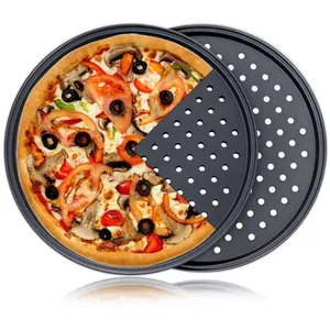 Pizza non-stick baking tray Pan Carbon steel Design with Base Heat-resistant Punching utensils Baking Hole