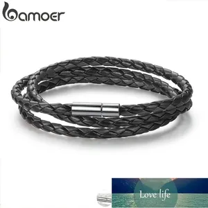 BAMOER 6 Color Wholesale Long Chain Adjustable Magnet Buckle Unisex Leather Bracelets for Women and Men Fashion Jewelry PI0063 Factory price expert design Quality