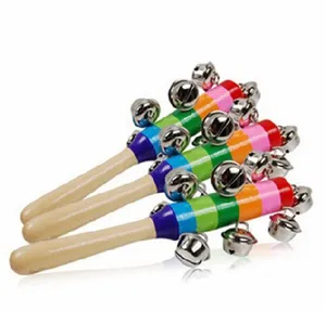 Baby Rainbow Drums Percussion Toy kid Pram Crib Handle Wooden Activity Bell Stick Shaker Rattle 100 p/l 752 S2