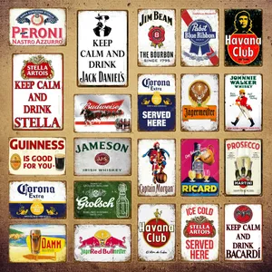 Keep Calm Drink Beer Wine Metal Painting Poster Cornor Drinking save water Plaque Vintage Tin Sign Wall Decor For Bar Pub Man Cave Decorative Plates YI-073