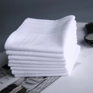 Fast Delivery! Women and Men Solid White Hankies Soft Cotton Handkerchiefs with Gift Bag Box Package