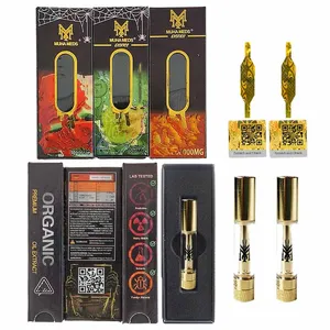 Muha Meds Live Resin Carts 0.8ml Gold Tip Atomizer Thick Wax Vapes Pen Cartridge 510 Thread Ceramic Coil Glass Tank Vaporizer New Packaging Box In Stock For 510 Battery