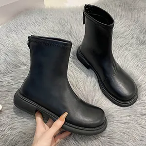 2022 New Ladies Martin Boots High Quality Genuine Leather British Ankle Boots Fashion Chelsea Boots Retro High Top Trend