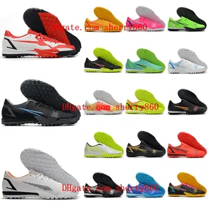 Mens Low ankle Soccer Shoes Mercurial Vapores 14 Academy TF Cleats Turf Football Boots Ronaldo CR7 Breathe Training Sneakers