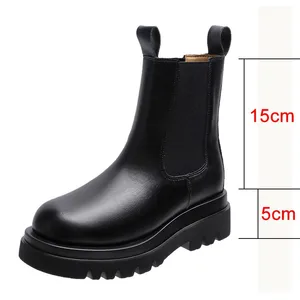 New Chunky Women Winter Shoes Pu Leather Plush Ankle Boots Black Female Autumn Fashion
