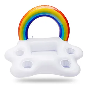 Inflatable Pool Float Beer Drinking Cooler Table Bar Tray Beach Swimming Ring Summer Pool Party Bucket Rainbow Cloud Cup Holder 1026 Z2