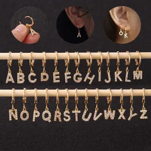 26 English Initial Letter Alphabet Dangle Hoop Cartilage Earrings for Women Helix Lobe Earring Ear Piercing Jewelry Gift