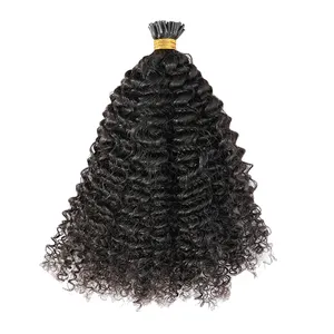 Water Curly Micro Link Hair Extensions Mink Virgin Cuticle Aligned Natural Color Human Haisr i Tip Extension 100 Strands