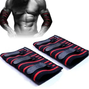 Elbow & Knee Pads Adjustable Sleeve Brace Compression Support For Weightlifting Bodybuilding Bench Press Pad Protector (1 Pair )