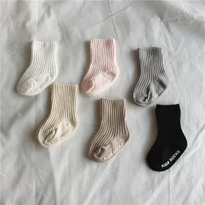 2020 Spring Ribbed Baby Socks High Quality New Knit Soft Newborn Toddler Infant Kids Girls Boys Non Slip Socks 0~4 Year Fashion 1050 Y2