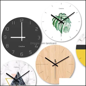 Wall Clocks Home Décor & Garden Modern Design Minimalist Watch Glass Art Clock Decor Large Decorative Vintage Silent 14 Inch Decoration For