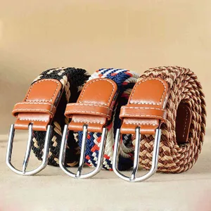 42 Colors Men Women Casual Knitted Pin Buckle Belt Woven Canvas Elastic Expandable Braided Stretch Belts Plain Webbing StrapY00B