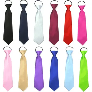 Solid Neck Tie Easy to Wear for Children Boys Girls Students Kid Rope Stage Performance Pograph Graduation Ceremony Black