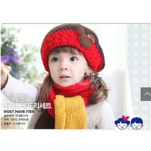Knitting Girls Hats scarf sets for Boys Stocking Hat newborn Cap Kids Wool Beanie Child winter hat Crochet snapback Bucket Bonet 210413