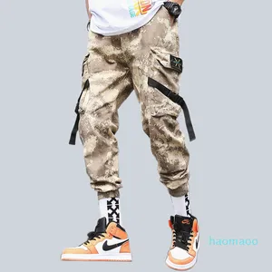 Designer-Men Camo Cargo Pants Hip Hop Ribbons Mens Streetwear Casual Pockets Joggers Pants Male Fashion Sweatpants Homme Trousers