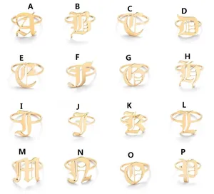 Adjustable Silver Gold Color Stainless Steel Rings 36 Letters Ring For Woman Opening Couple Finger Ring Birthday Jewelry Gift