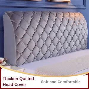 Thicken Plush Quilted Head Cover King Queen Size All-inclusive Universal Headboard Bed Back Soft Velvet Protector 220208