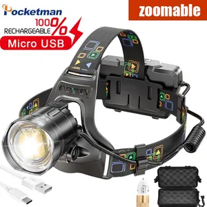 Headlamps 50000Lm Super Bright LED Headlight 3 Modes Zoom 90 Degree Adjustable Usb Rechargeable Head Camping Fishing Lighting