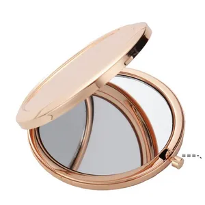 NEWSublimation Makeup Mirrors Iron 2 Face DIY Blank Plated 4 Colors Aluminum Sheet Girl Gift Cosmetic Compact Mirror Portable Decorat RRE119