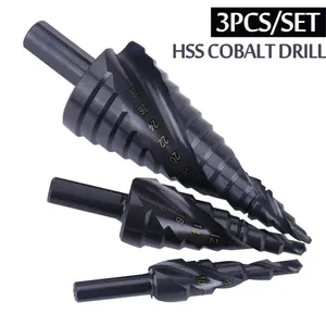 3PCS/SET 4-32MM HSS Cobalt Step Stepped Drill Bit Set Nitrogen High Speed Steel Spiral For Metal Cone Triangle Shank Hole