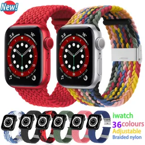 Adjustable Braided Solo Loop Strap For Apple Watch Ultra 49mm Band 8 7 41mm 45mm 42mm 38mm 36 colors Elastic Bracelet Watchband iWatch Series 6 SE 5 3 40mm 44mm