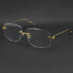 Selling men women rimless gold metal Sunglasses frame Eyewear lunettes fashion classic glasses High quality eyeglasses frames male and female Multiple models