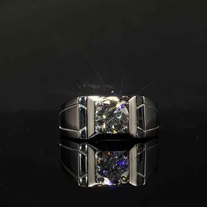 Moissanite High Quality 100% S925 Sterling Silver Wedding Anniversary 1CT D Color VVS1 Ring Men's Jewelry