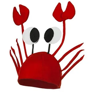 Red Lobster Crab Sea Animal Hat Funny Christmas Gift Costume Accessory Adult Child Cap Happy Year 211103