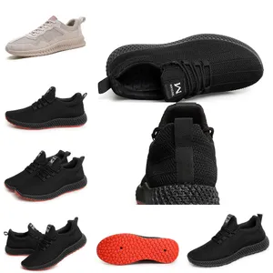 YFOR casual running shoes Comfortable men breathablesolid Black deep grey Beige women Accessories good quality Sport summer Fashion walking shoe 41