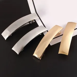 Korean Style Simple Metal Hair Clip For Women Girls Creative Rectangular Smooth Metal Brushed Spring Hairpin Hair Accessories