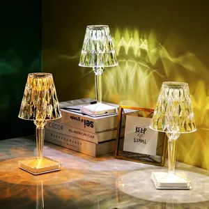 Table Lamps LED Diamond Crystal Projection Desk Lamp USB Charging Touch Sensor Restaurant Bar Decoration Lights Romantic Night