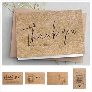 Greeting Cards 30pcs/set 6 Styles Natural Kraft Paper Thank You Card Shop Custom Gift Decoration Business Order