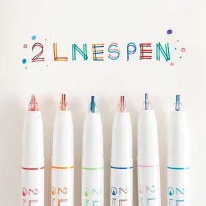 Gel Pens Double Line Pen Set Red Blue Color Ink 2 Lines Tip Liner Marker Drawing Art Scrapbooking Stationery Office School F768Gel