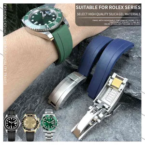 20mm 21mm Clasp Ajustment Watchband Black Blue Green Watch Strap for Role Oysterflex Submariner Daytona Gmt Deepsea Bracelet  H0915