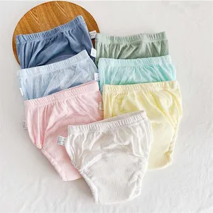 4Pcs/ Lot Baby Training Pants Leakproof Washable Waterproof Cotton Infant Toddler Diapers Hollow Out Breathable 6 Layers Crotch 211028