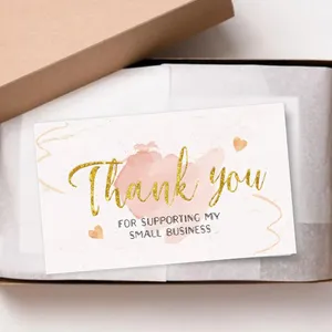 Greeting Cards 30 Pcs/pack Thank You Card Foil Gold For Your Supporting My Small Business Shop Gift Decorative